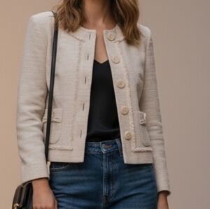 Sandra Angelozzi 100% Linen Cropped Jacket Size S Business Casual
